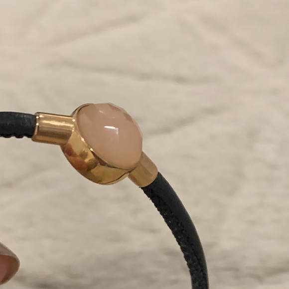 Fossil Leather and Rose Gold Bracelet with Peach Color Gemstone - Picture 8 of 9